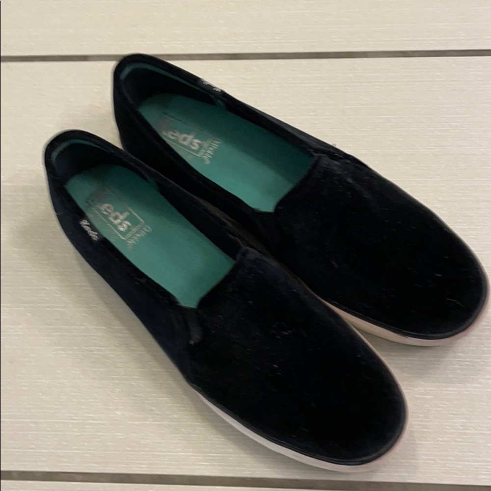 Black Velvet Keds Slip Ons